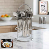 Stainless Steel Cutlery Set – 16-Piece with Elegant Stand