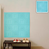 3D foam wallpaper panel in cyan color measuring 70x70 cm