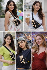 Teddy bear Plush Cross bag - Black