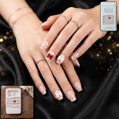 Press-On Nail Tips – Glitter 3D Floral Design with Strong Glue
