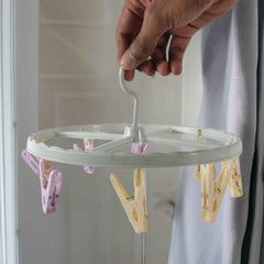 Clothespin Rack Laundry Drying Rack with 8 Clips – Compact & Windproof