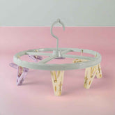 Clothespin Rack Laundry Drying Rack with 8 Clips – Compact & Windproof