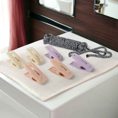 Cloth Drying Rope with Clips – Durable 7-Piece Hanging Set