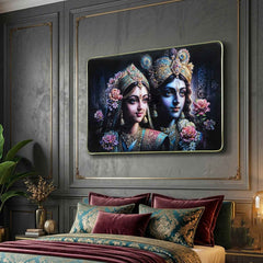 Radha Krishna Wall Painting – Divine Art for Home & Temple