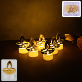Golden Diya LED Tealight Candles – Elegant Flameless Decor Set
