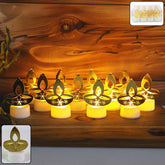 Golden Diya LED Tealight Candles – Safe Flameless Decor Set of 12