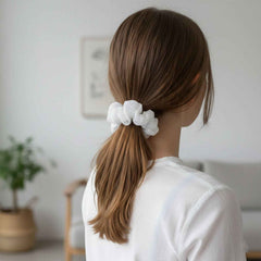White Mesh Hair Scrunchie – Soft Stretchable Hair Tie
