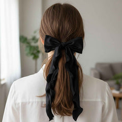 Fabric Hair Scrunchie with Bow Tie – Soft, Stylish Hair Accessory