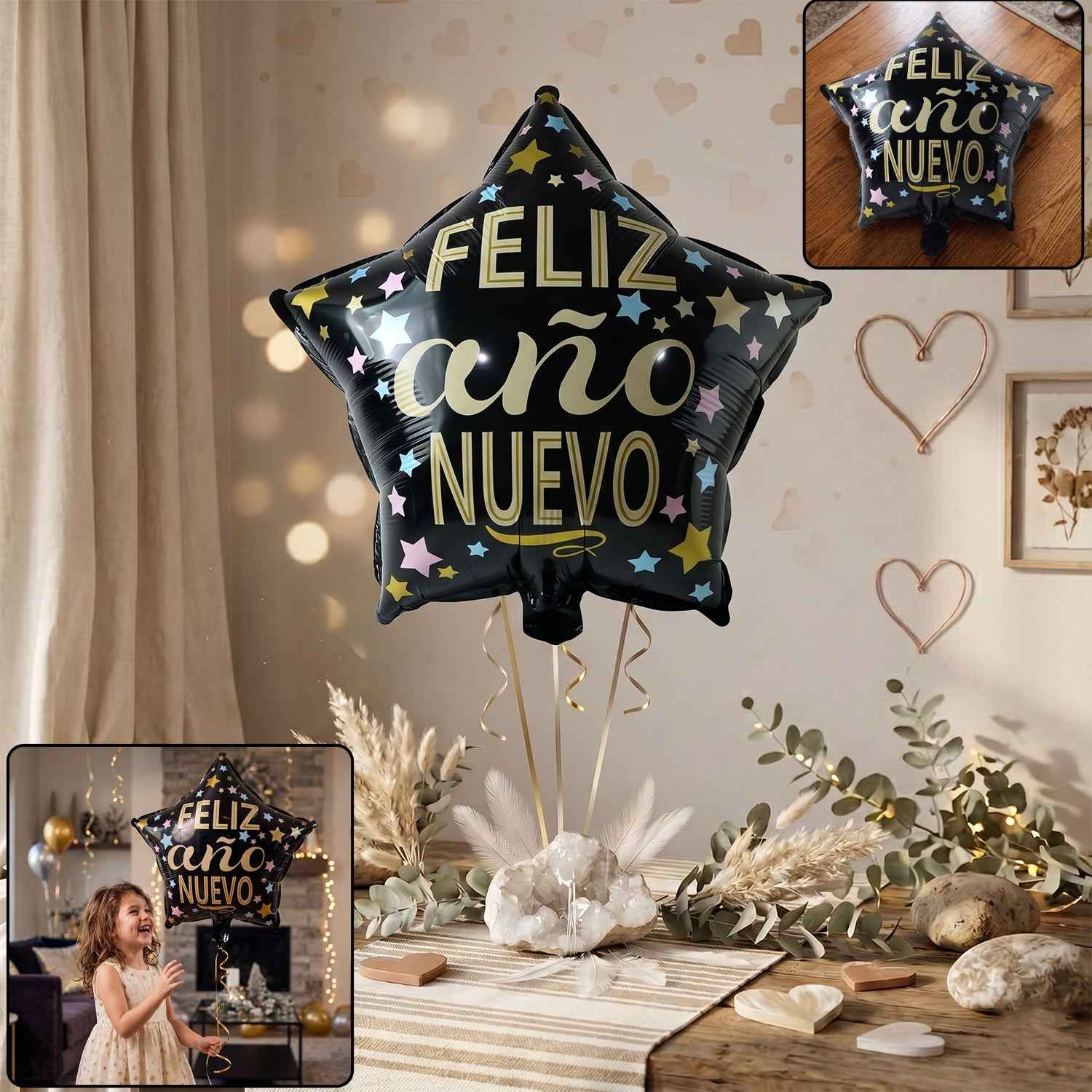 Black Star Feliz Ano Nuevo Foil Balloon Ð Bright Festive Decor