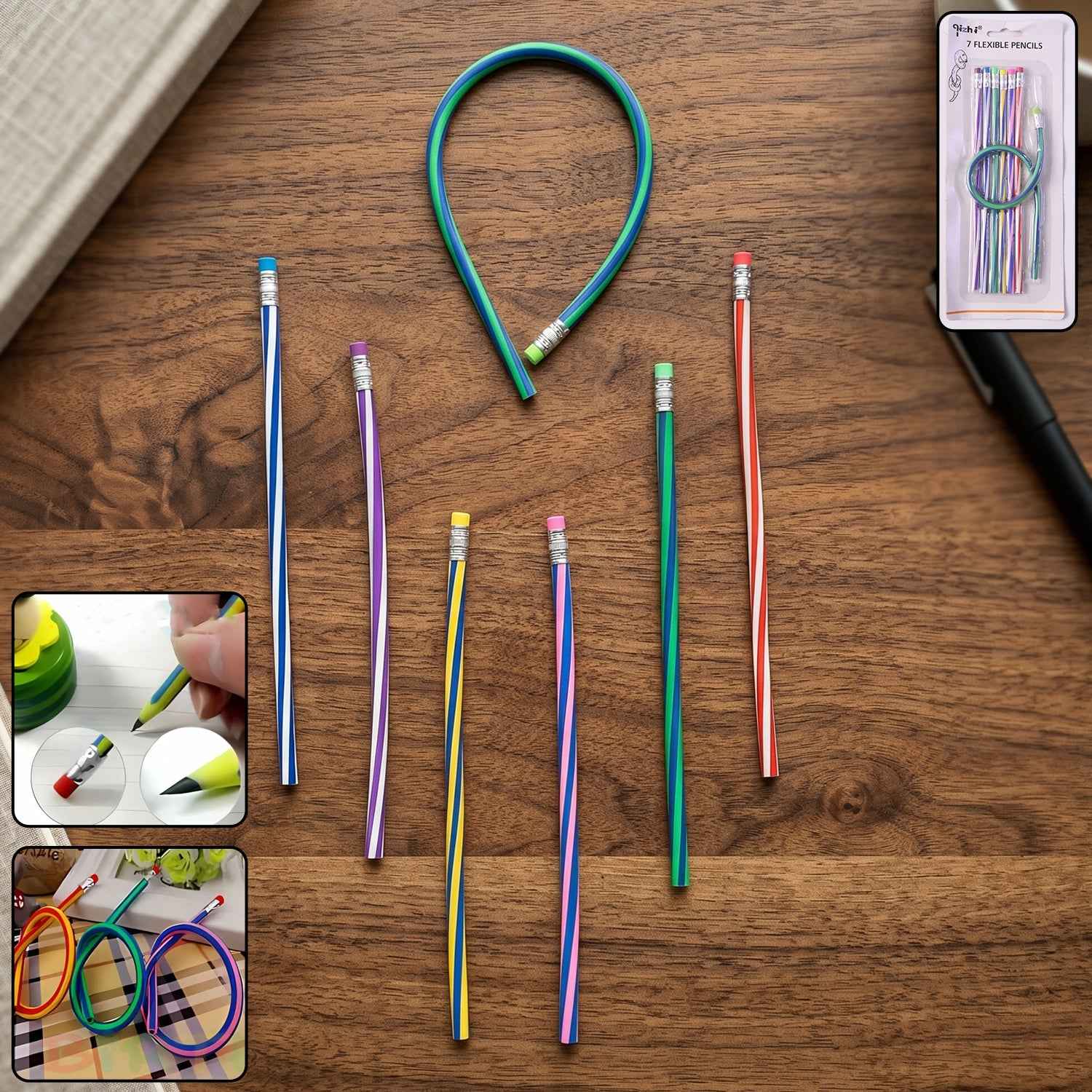 Swirl Design Pencils Set Ð Vibrant Colors with Built-in Erasers