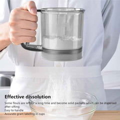 Plastic Flour Sieve Cup – Fine Mesh Filter with Handle for Baking