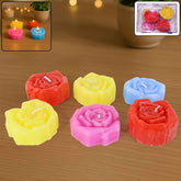 Rose Shaped Wax Candle Set – Elegant 6-Piece Home Decor