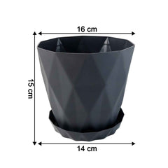 Diamond Design Plastic Flower Pot Set – Stylish 5-Piece Planters with Drain Tray