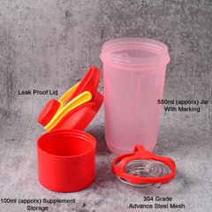 Gym Shaker Bottle 550ml – Leak-Proof with Mixing Ball