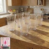 Janta Drinking Glass Set – 6 Pc with Frosted Grip, 300ml Each