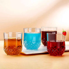 Diamond-Pattern Drinking Glass Set – Elegant 6-Piece Tumbler Set