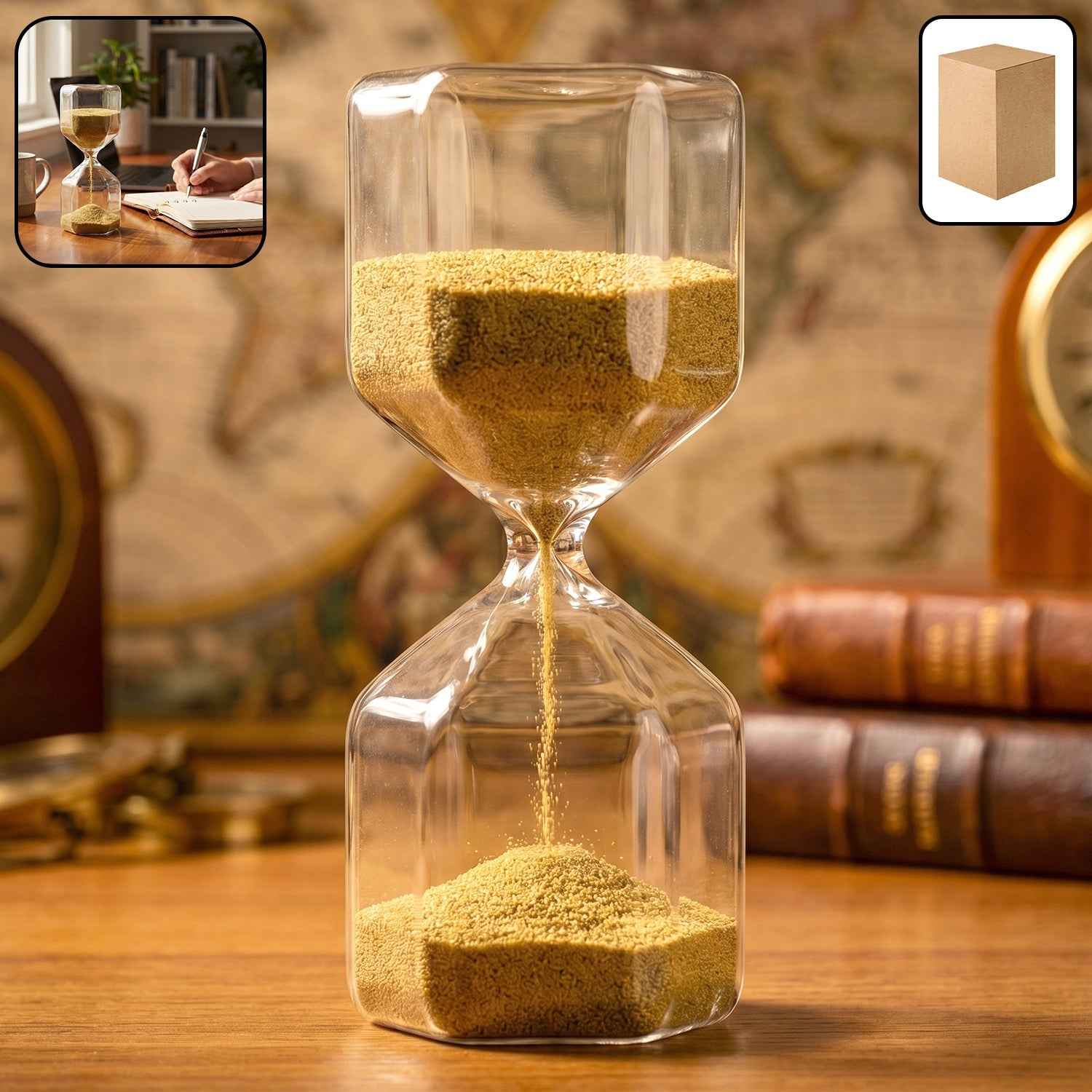 Elegant 4-Minute Glass Sand Timer for Desk & Decor