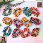 Printed Fabric Hair Scrunchies – Set of 12 Stylish Prints