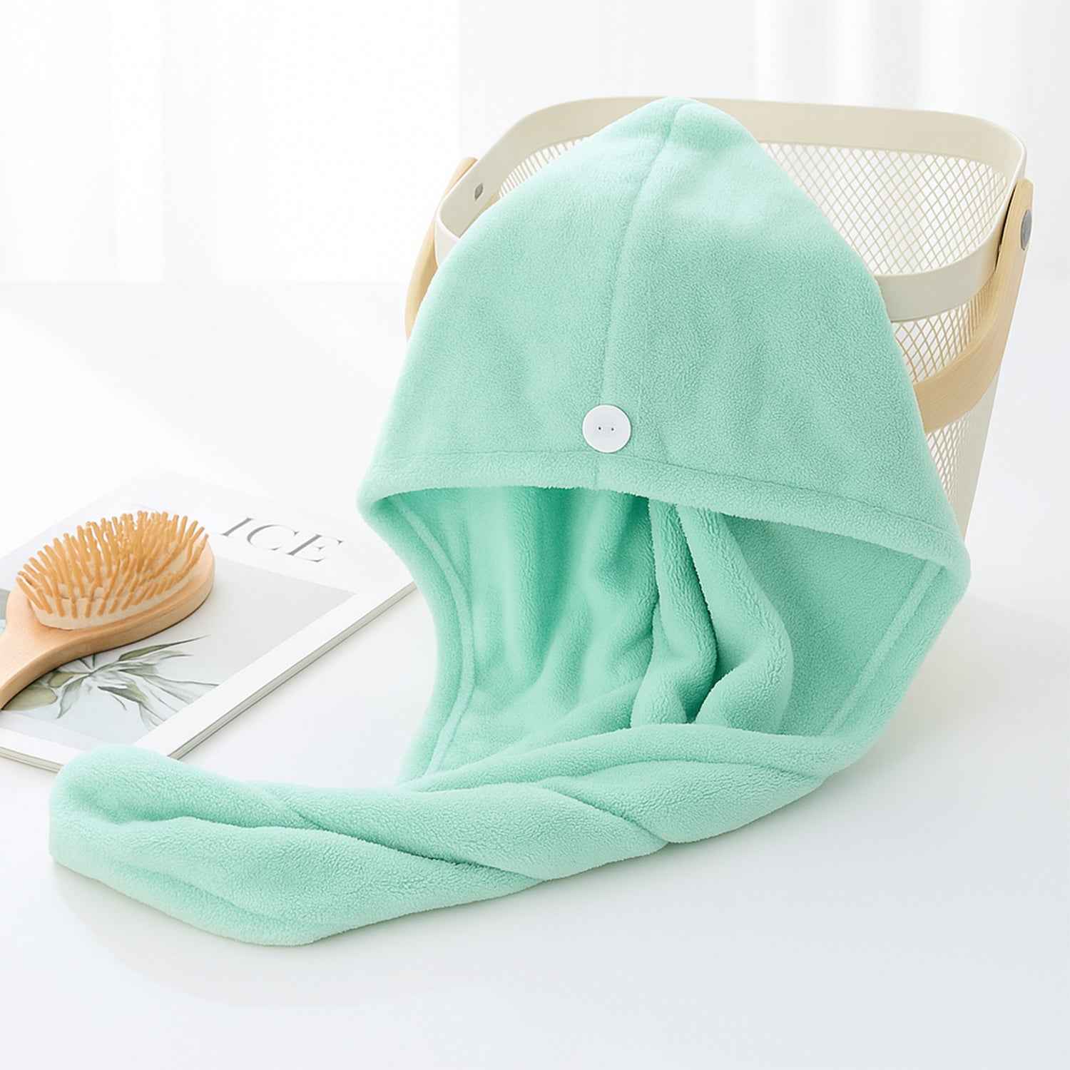 Microfiber Hair Drying Towel Wrap – Quick Absorbent Turban with Button Lock