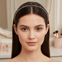 Black Crystal Studded Metal Hair Band – Elegant Party Wear