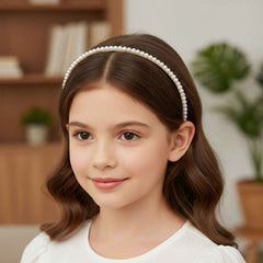 Pearl Beaded Hair Band – Elegant Slim Golden Metal Headband