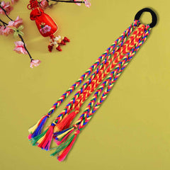 Multicolor Braided Hair Extension with Tassels – Festive & Lightweight