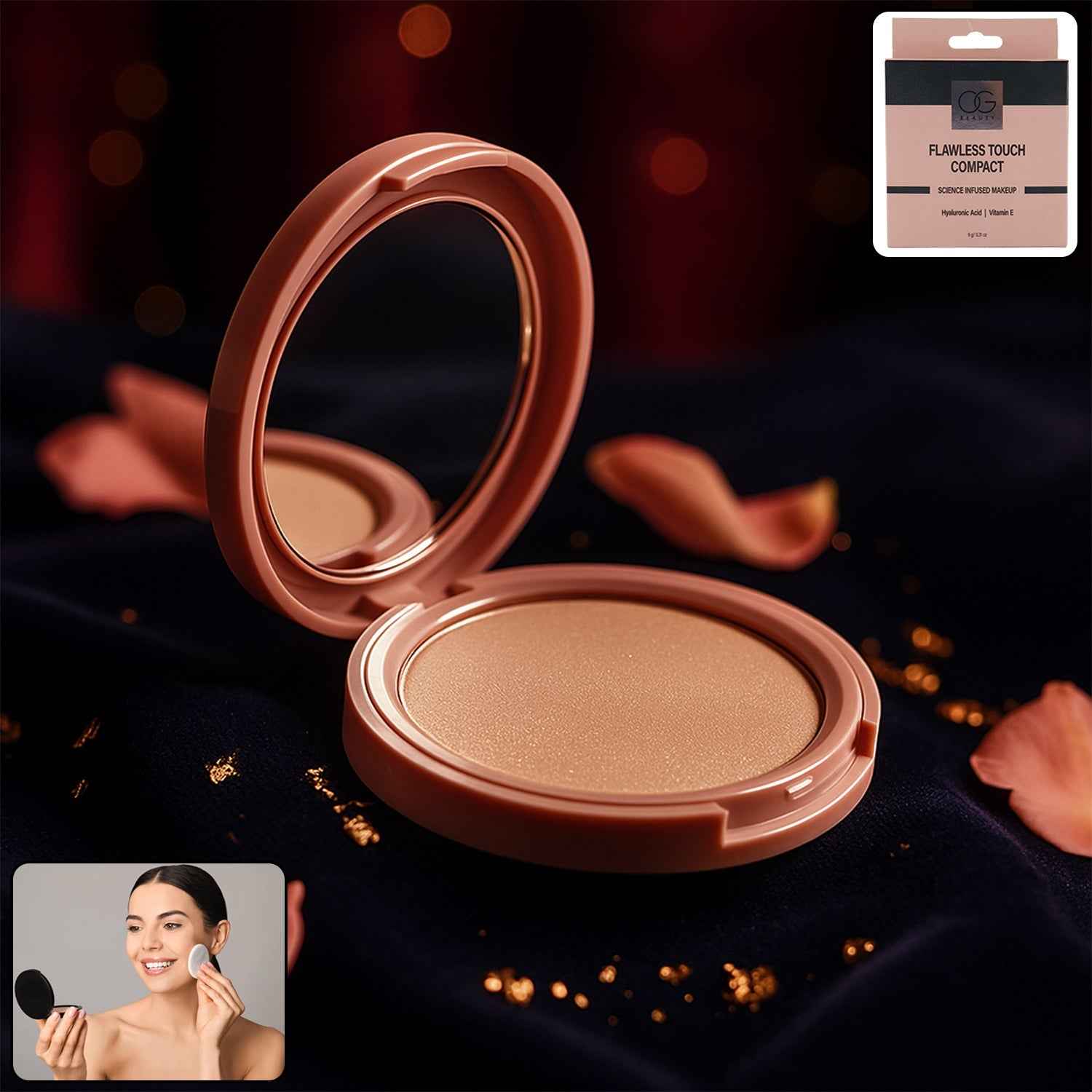 Hazelnut Compact Powder – Flawless Matte Finish with Nourishing Care