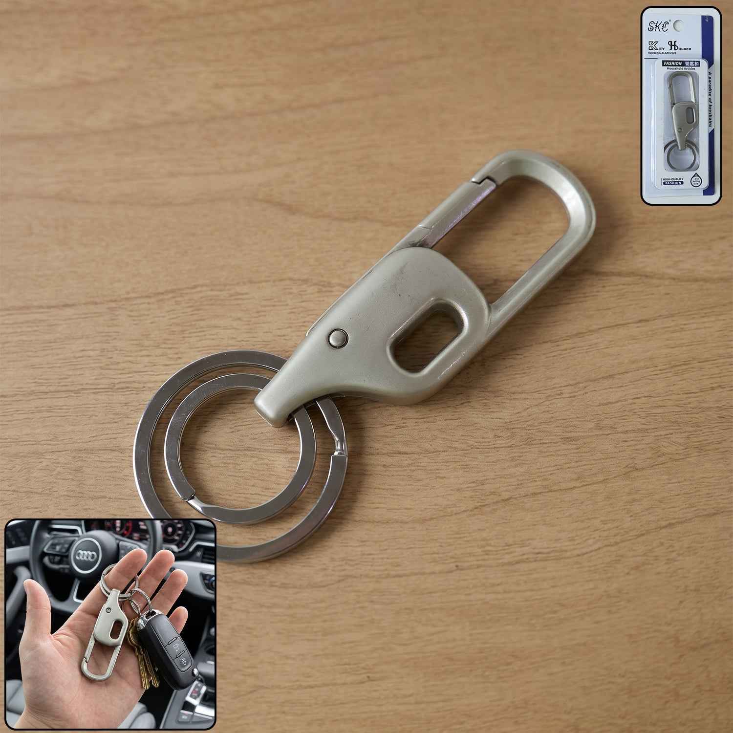 Metal Key Holder – Heavy Duty Carabiner Style Keychain for Secure Keys