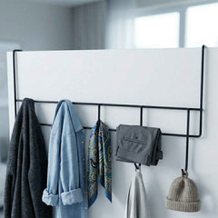 Over the Door Metal Hook Rack – Space Saving 5 Hook Organizer