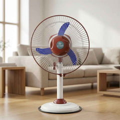 Pedestal Fan – Adjustable Height with LED Light & Rechargeable Power