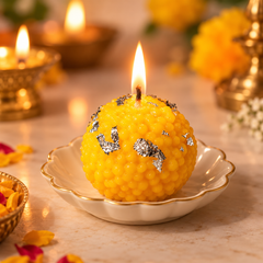 (Pack of 10)(Sandalwood fragrance - Ladoo shaped Candle (100% Pure Soya wax)