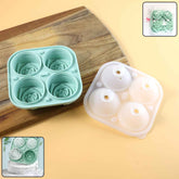 Rose Shape Ice Cube Tray – 4-Grid Silicone Mold with Lid