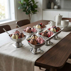 Stainless Steel Ice Cream Cup Set – Elegant 6-Piece Dessert Bowls