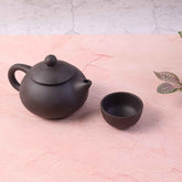 Matte Black Ceramic Tea Set – Elegant Teapot with 4 Cups
