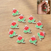 Rose Flower Design Bag Charm Keychain Set – Elegant Floral Accessory