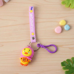 Cartoon Duck Keychain – Cute Rainbow Strap Accessory