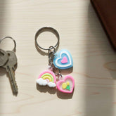 Heart & Rainbow Charm Keychain – Playful Multi-Charm Accessory