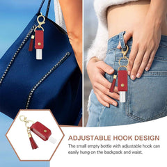 Hand Sanitizer Holder Keychain – Stylish Faux Leather with Tassel