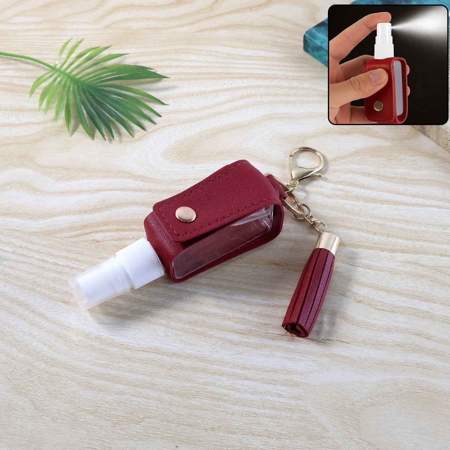 Hand Sanitizer Holder Keychain – Stylish Faux Leather with Tassel