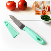Stainless Steel Kitchen Knife – Ergonomic Soft Grip & Protective Cover