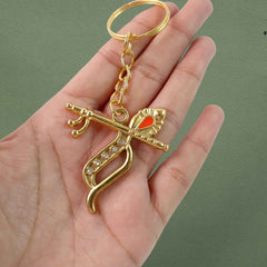 Krishna Metal Keychain – Durable Flute & Peacock Feather Design