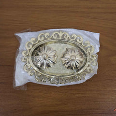 Double Kumkum Dish – Ornate Golden Plastic Pooja Tray