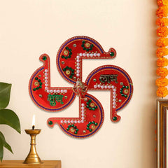 Acrylic Swastik Shubh Labh Wall Hanging – Auspicious Festival Decor