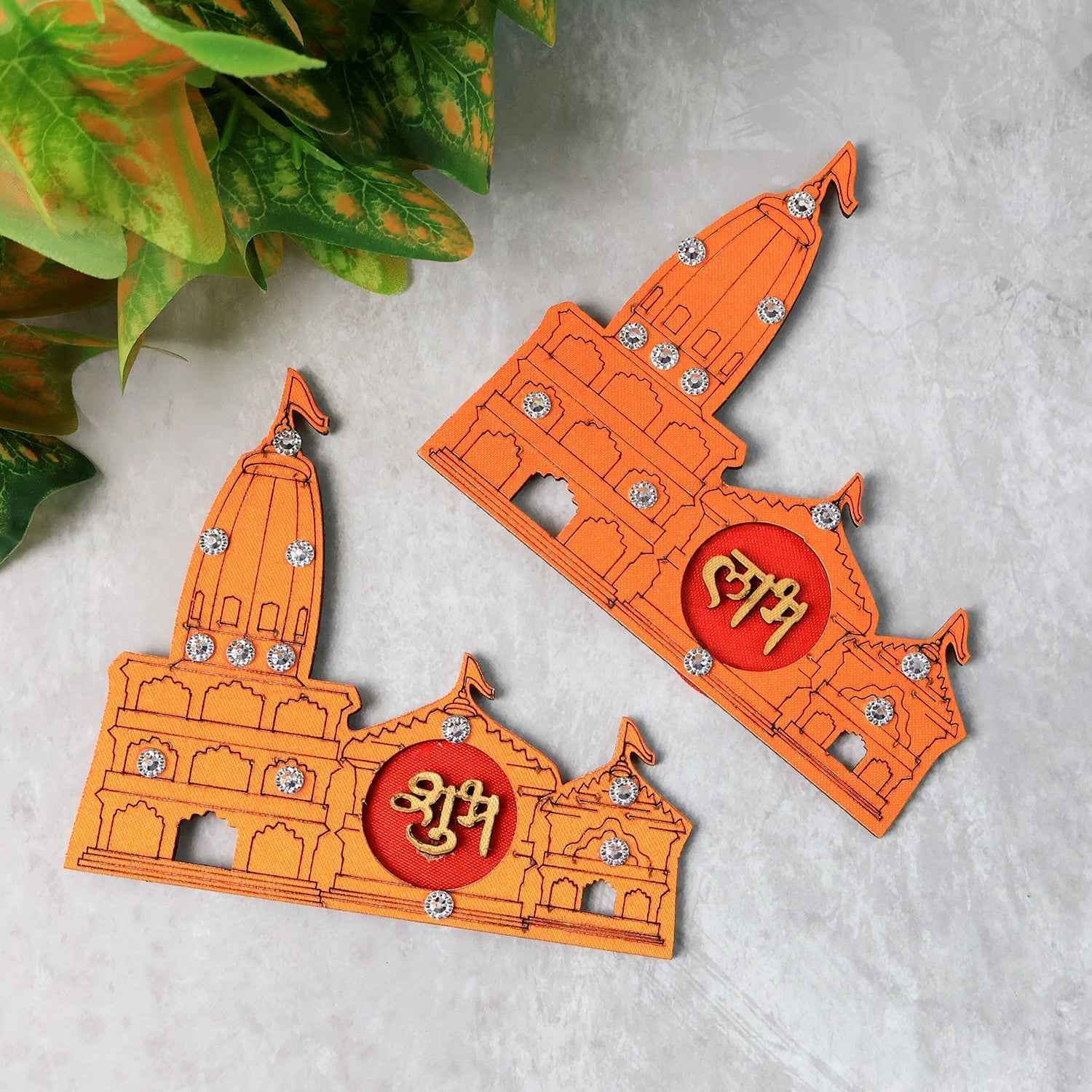 Shubh Labh Temple Wall Sticker – Vibrant Festive Home Décor