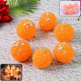 Laddu-Shaped Wax Candles – Set of 6 with Silver Leaf Decoration
