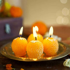 Laddu Shaped Decorative Wax Candles – Festive Home Décor Set