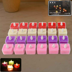 LED Tealight Candles – Set of 24 Multi-Color Flameless Lights
