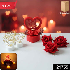 Romantic Heart Love Decorative Gift Set – Elegant Rose & Candle Decor