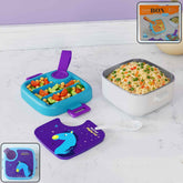 Kids Cartoon Lunch Box – Leak-Resistant Giraffe Print with Stainless Steel Tray