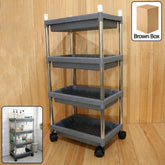 4-layer rolling storage cart with durable plastic trays and smooth-gliding wheels.